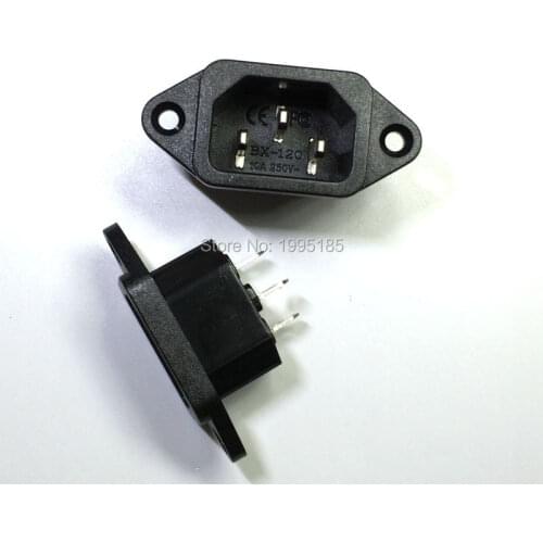 5 Pcs 3P IEC 320 C14 Male Plug Panel Power Inlet Sockets Connectors AC 250V 10A HOT