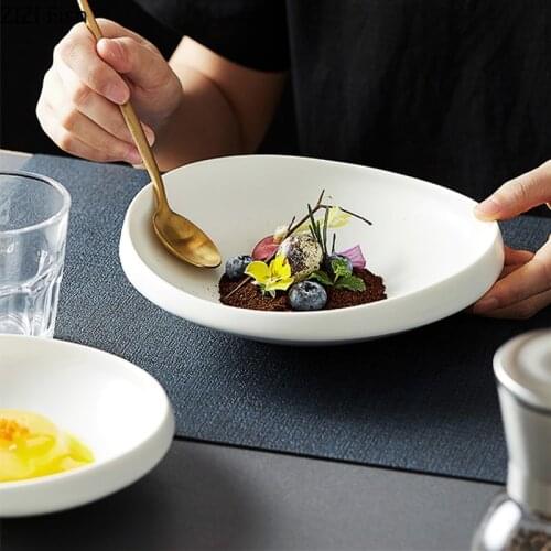 6/7.8/10 Inch White Dinner Plate Under-glazed Ceramic Dinner Dishes Dessert Tray Irregular Shape Tableware Microwave Safe