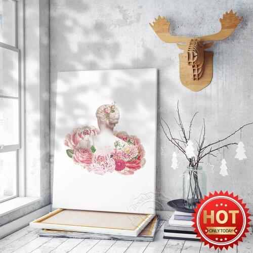 Abstract Greek Roman Sculpture Poster Flower Poster, Canvas Painting Nordic Fashion Wall Art, Living Room Home Decor Gift