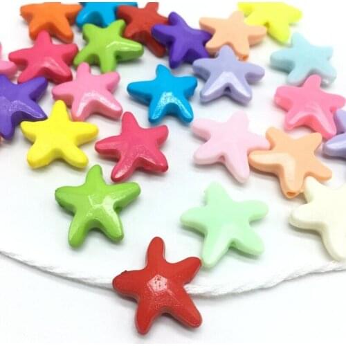Simple Mixed Colors Acrylic Starfish Loose Beads big size Animal Starfish jewelry findings beads 20mm 50pcs/lot
