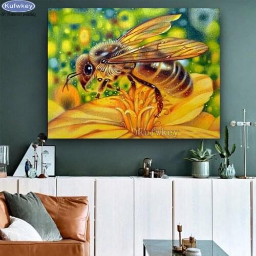 5D DIY Diamond Painting Bee Flower Rhinestone Diamond Embroidery Cross Stitch Kit Mosaic Needlework Home Decoration Gift New