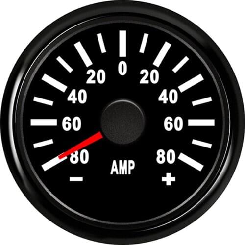52mm Car Ampere Meters Amp Gauges Ammeters 0-80A for Auto Boat ATV 12V-24V with Red Backlight
