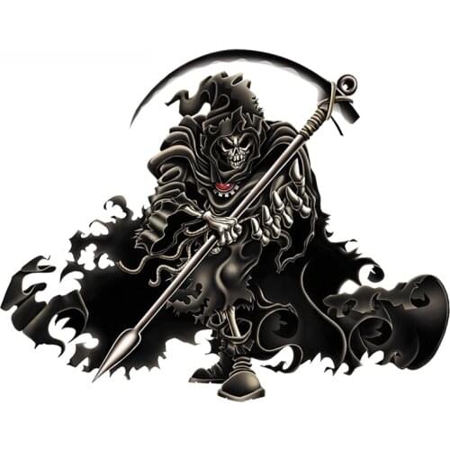 Dawasaru 13cm X 10cm Grim Reaper Skull for Helmet Decals Funny Car Stickers Car Styling Motorcycle Car Decal Wall Decor