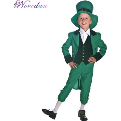 Children Christmas Irish Green Elf St. Patrick Cosplay Costume Folk Festival Party Halloween Child Costumes For Kids Boys Girls