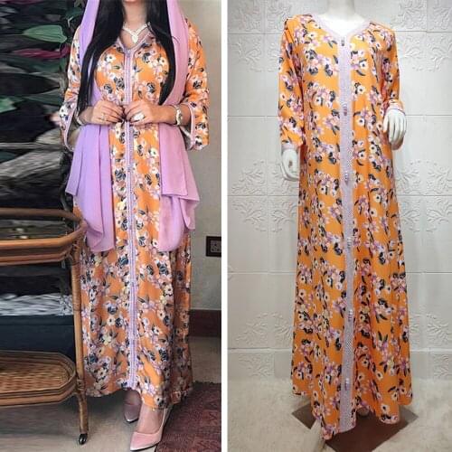 Ethnic V Neck Ribbon Maxi Dress Fall 2021 Loose Muslim Jalabiya Abaya Dresses Full Sleeve Arabic Islamic Dubai Clothes Kaftan