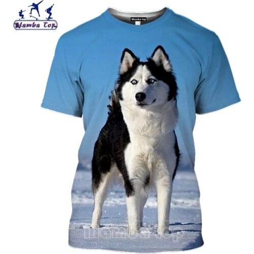 Mamba Top 3D Print Cute Dog Siberian Husky T Shirt Men Women Tees Fun Pet Animal Tshirt Unisex Snowfield Maple Leaf Swim Clothes
