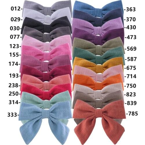 2 PCS Fully Wrapped Hair Clips Sailor Bows Baby Girls Cotton Linen Hair Bows Barrettes Toddler Kids Hairbow Hairgrips Headwear