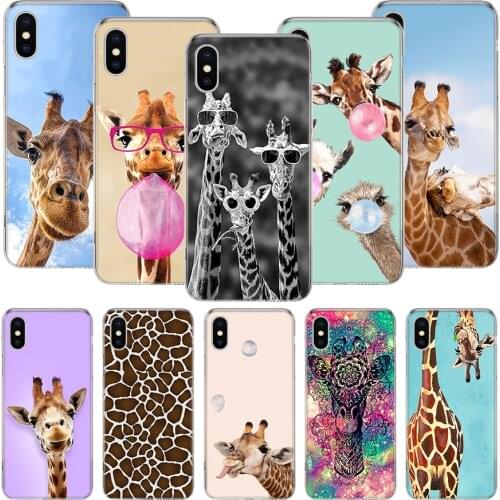 Cute Cartoon Giraffe Animal Phone Case For iPhone 11 12 Pro XS XR X Max 7 8 6 6S Plus Mini + 5 SE Pattern Customized Coque Cover