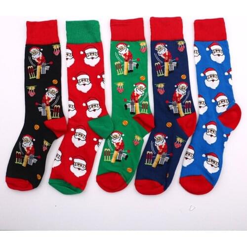 Men Casual cotton Happy Socks Christmas stocking hip hop Funny Colorful Funny streetwear Gift one pair