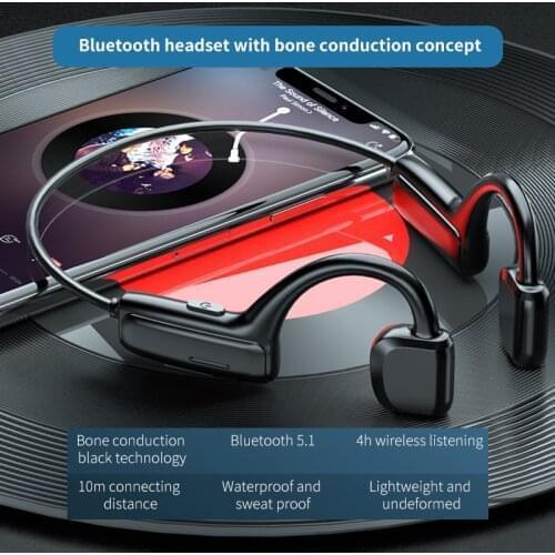 New TWS Bone Conduction G1 Wireless Bluetooth Headset 5.1 In-ear Hanging Ear Sports Stereo Bone Conduction Band Microphone