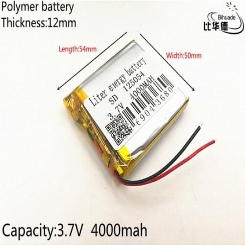 2019 new batteries 3.7V 4000mAh 125054 lithium polymer battery MP3 MP4 navigation instruments small toys