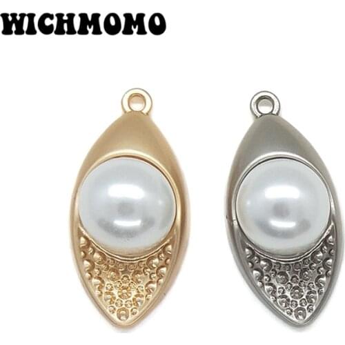 New 31mm 5 Pieces/bag Cute Romantic Oval with Imitation Pearl Zinc Alloy Charms Pendants Diy Necklaces Bracelets Accessories
