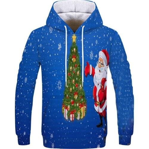 New Autumn and Winter 3D Hoodie Santa Claus Mens and Womens Fashion Casual Clothing Autumn and Winter 3D Pullover