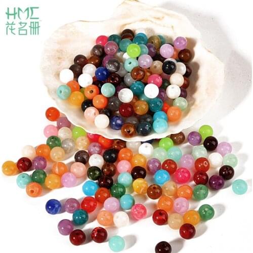 New Arrival 6/8/10mm Acrylic Beads Effect Round Beads Spacer Loose Beads Craft DIY Jewelry Findings DIY Bracelet Necklace Making