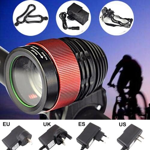 New XM-L T6 LED Outdoor Cycling Bicycle Bike Head Light Lamp Waterproof Charging Battery Camping Hunting Head Torch Light Lamp