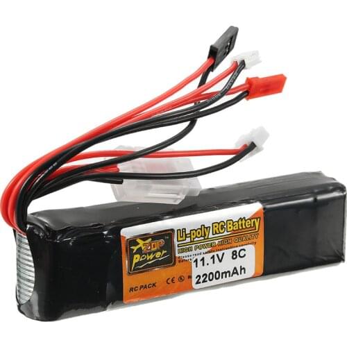 New ZOP Power 11.1V 2200mAh 3S 8C Lipo Battery JR JST FUBEBA Plug for Transmitter Batteries for RC Helicopter Spare Parts Accs