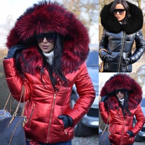 Parka Women Plus Size Coats 2020 Winter Down Clothes Faux Fur Hood Zipper Pocket Warm Parkas Jackets Woman Outdoor Outerwear