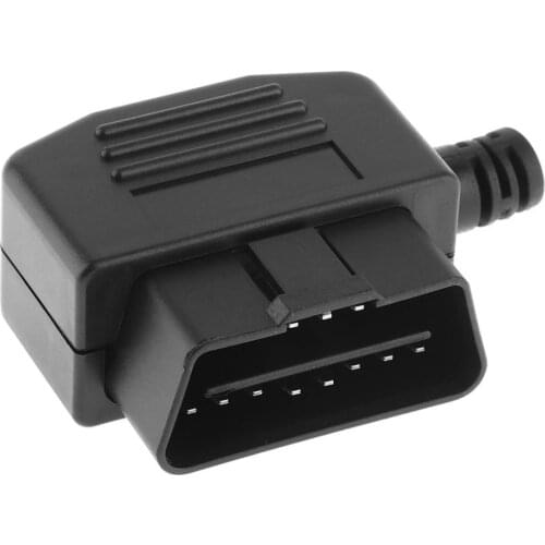 Portable OBD-II L Type 16 Pin Male Car Connector Wire Sockets Connector Plug with Shell and Screw