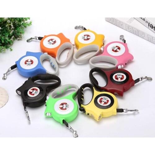 Pet Dog Leash With LED Flashlight Automatic Retractable Nylon Dog Leash Pet Outdoors Walking Running Traction Rope