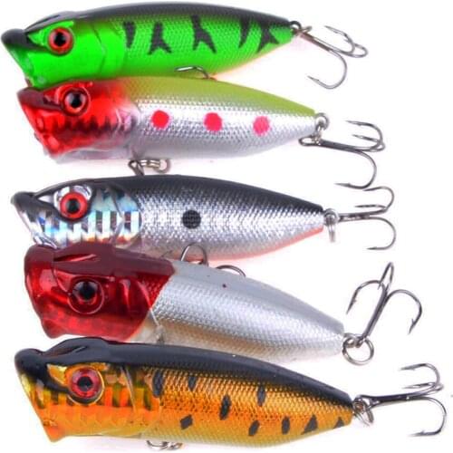 5pcs Fishing Lure Hard Popper 7cm 11.2g Topwater Wobbler Pesca Bait for pike Artificial Bait 3D Eyes