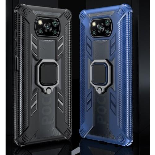 Clear Shockproof Armor Case For Xiaomi POCO X3 NFC F2 Pro Redmi Note 9 9S Pro Max Ring Stand Phone Back Cover For POCO X3 NFC