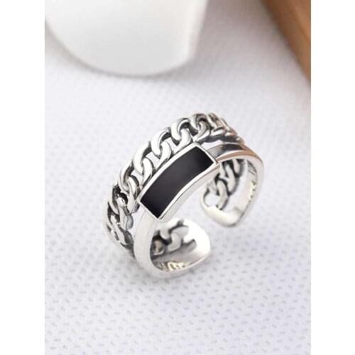 Romantic Charming Open Black Chains Ring for Women Vintage Boho Party Rings Gothic Punk Jewelry Gifts for Girls