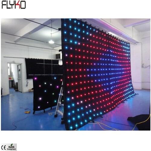 Flyko led stage curtain P100mm 4x4m flexible led video curtain used for Disco entertainment wedding decoration
