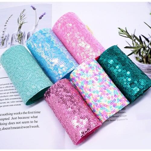 Free shipping Sequin Ribbon 5 yard/roll 3 inch 75MM double color Sequin Fabric Reversible