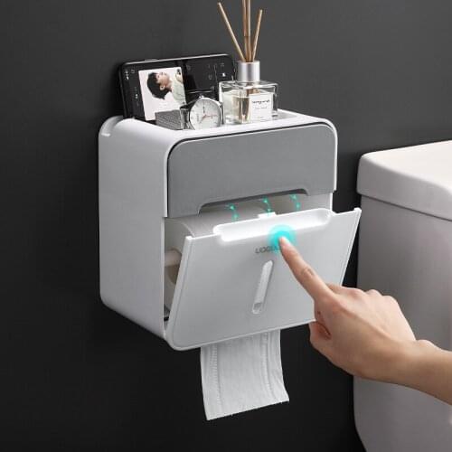 Waterproof Wall Toilet paper box toilet paper towel rack toilet household free punch wall hanging creative pumping Box Home