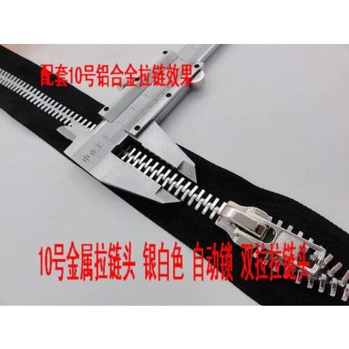 High Quality 10# Black Fabric Silver Teeth Zipper 5 Meter +5Pcs Sliders Close-End For DIY Repair Bags Jacket Accessories
