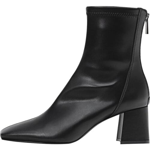 Womens Black Stretch Baggy Trousers Medium Size High-Heeled boots 19902670