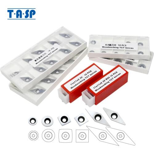 10pcs Carbide Inserts Cutters Knives Blades Replacement for Woodworking Lathe Wood Turning Tools Accessories