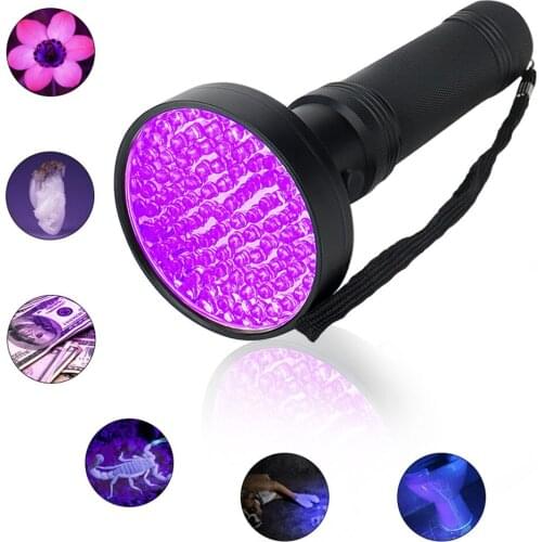 100LEDs UV Flashlight 395 nm UV LED Torch Back Detector Light For Camping Carpet Pet Urine Catch Scorpions Bed Bugs