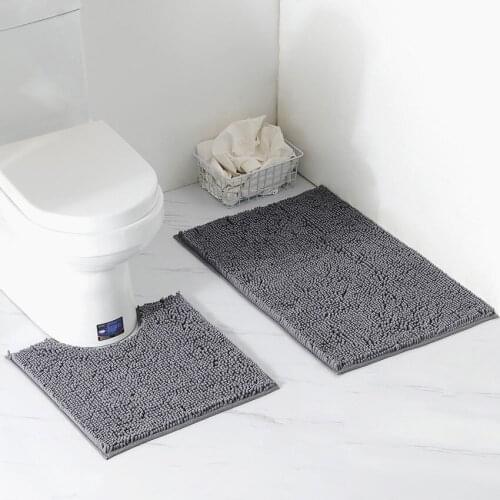 2pcs/Lot Plush Chenille Bath Mat Strong Water Absorption Rectangle Solid Color Bathroom Mats Bathtub Floor Cover for Home Hotel