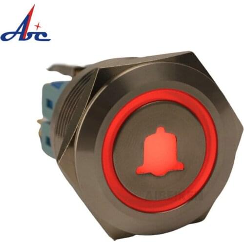 28mm Switch Ring and custom logo LED Light Stainless Waterproof Steel Metal Push Button Switch
