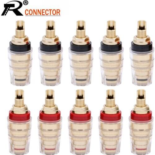 5Pairs/10pcs Banana Plug Jack Binding Post Terminal Gold Plated Banana Plug Socket Terminals Amplifier Speaker Connector
