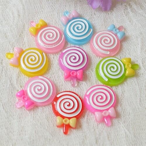 8Pcs/Lot Bowtie Lollipop Polymer Slime Charms Toy For Children Flatback Modeling Clay DIY Kit Accessories Kids Plasticine