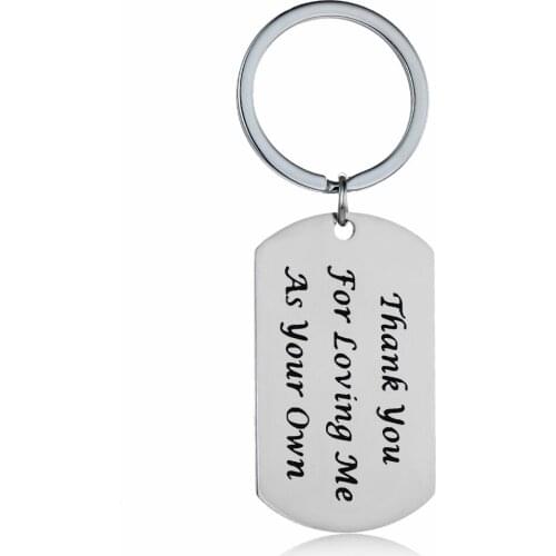 12 Pc/Lot Thank You For Loving Me As Your Own Stainless Steel Key Ring Father Mothers Day Keychain Adoption Step Mom Dad Gift