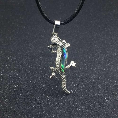 CSJ Natural Abalone Shell Pendant Lizard Necklace For Women Wedding Party Jewelry