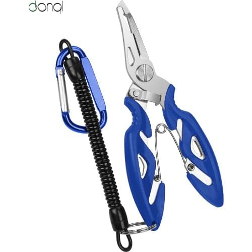 DONQL Multifunctional Fishing Line Pliers Scissors with Fishing Rope Fish Hook Remover Tool Braid Line Cutter Carp Fish Tackle