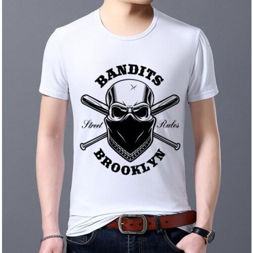 Mens T-shirt Fashion Harajuku Style Skull Pattern Series Top Black Basic Round Neck T-shirt Casual Short-sleeved Mens Clothing
