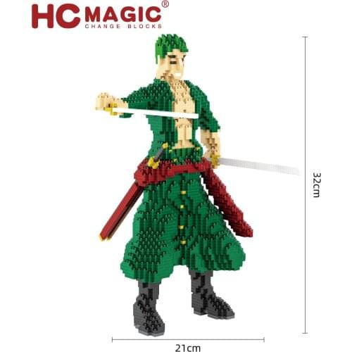 HC 9886 Anime One Piece Roronoa Zoro Pirate 3D Model 3178pcs DIY Mini Diamond Blocks Bricks Building Toy for Children Gift