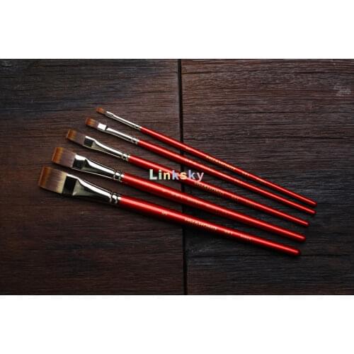 HWAHONG Artist Design Paint Brush Flat Flat Brush 961 series,Flat Flat Material: Synthetic Fiber Sizes No.1, 2, 3, 4, 5