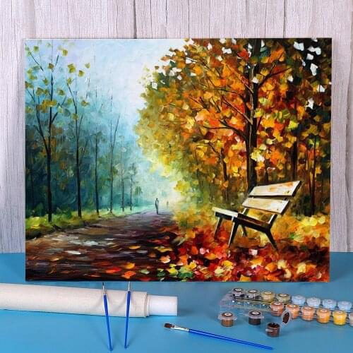 Lonely Bench In The Park Paint By Numbers Set Oil Paints 40*50 Boards By Numbers Wall Decoration For Kids For Wholesale