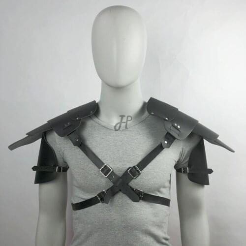 Medieval Leather Chest Harness Men Adjustable BDSM Gay Body Shoulder Armor Steampunk Cosplay Belts Strap Costumes for Stage Club