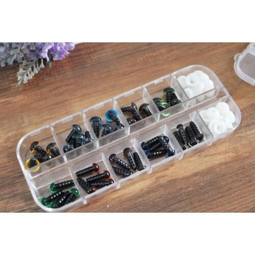40pcs/box 6mm/ 8mm round shape plastic safety toy eyes + hard washer for diy plush doll findings mix color