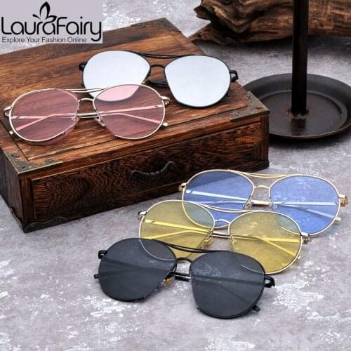 Laura Fairy Aircraft Style Clear Lenses Unisex Sunglasses Clear Lenses UV400 Glasses Women Men 2016