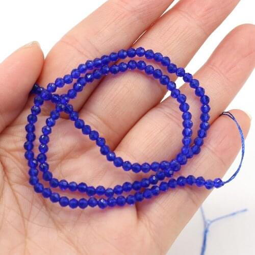 Small Beads Blue Round Natural Semi-Precious Stone Spinel for Jewelry Making Necklace DIY Bracelet Fine Holiday Gift 3mm