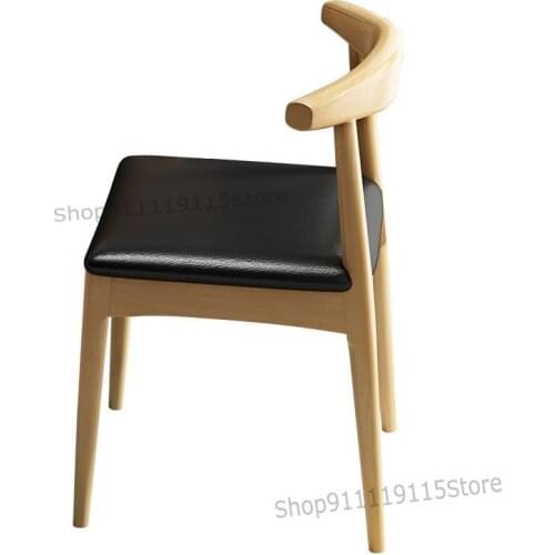 Nordic Solid Wood Dining Chair Household Simple Modern Computer Desk Chair Dining Room Ox Horn Chair Leisure Chair Back Stool