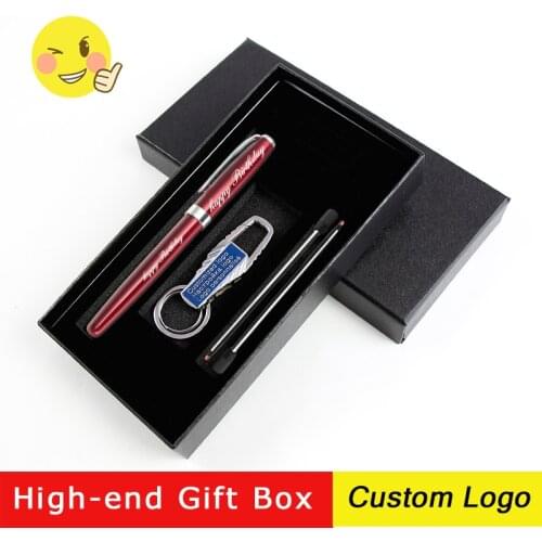 1set New Free Custom LOGO Business Black Metal Signature Pens Multicolor Advertising Gifts Gel Pen With Gift Box Office Supplies